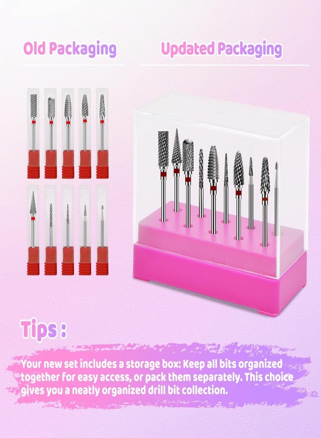 CGBE Nail Drill Bits Set: 10PCS Tungsten Carbide Nail Drill Bits for Acrylic Nails, 3/32'' Shank Professional Nail Bits for Nail Drill Cuticle Drill Bit for Home Salon Nail Enthusiasts Manicurist - Image 5